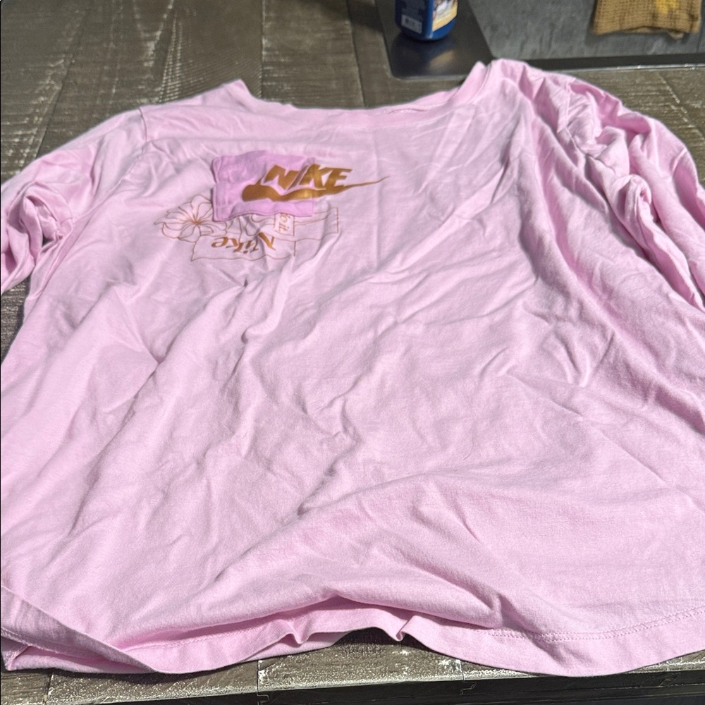 Nike Light Pink Tee with Floral Graphic